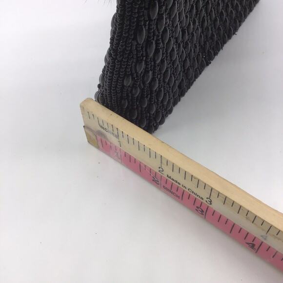 Mitchie’s Black Beaded Evening Bag Faux Fur Trim Top Handle Purse NWT Vintage - Picture 16 of 16